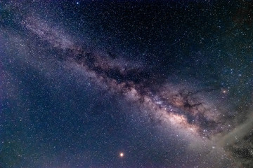 Stars and the Milky Way in the dark night sky are very beautiful.