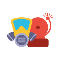 breathing mask with alarm on white background