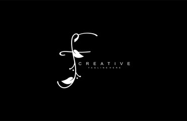 Letter F Minimalist Thin Flourishes Typography Logo