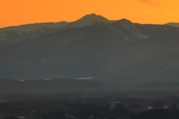 夕焼けの北上市街地