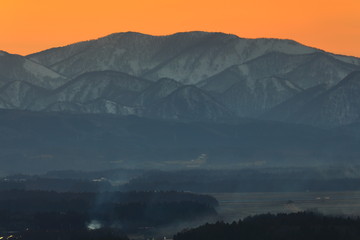 夕焼けの北上市街地