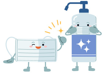 マスク　消毒液　子供向けのかわいいキャラクター　感染予防
