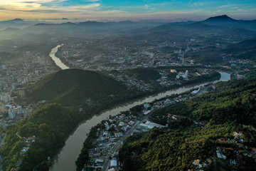 Aerial view of Blumenau City and Itajaí River