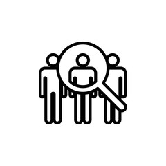 Hiring icon isolated on white background. Human resources concept. Recruitment. Search job vacancy icon. Hire. Find people icon
