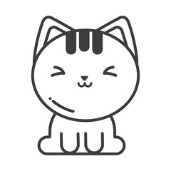cute cat on white background, line style icon