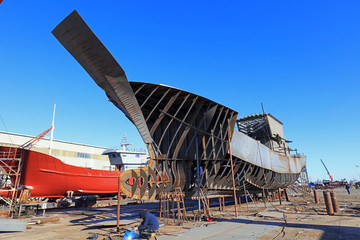 Ships under construction in a shipyard, China