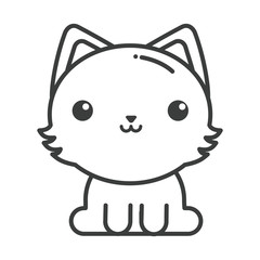 Fototapeta premium cute cat on white background, line style icon