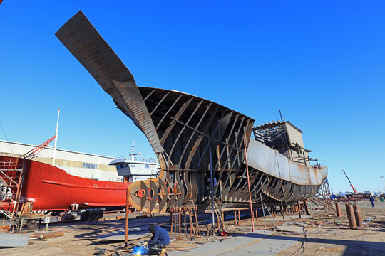 Ships under construction in a shipyard, China