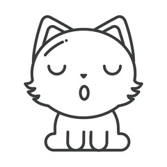 cute cat on white background, line style icon