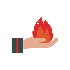 Isolated flame over hand flat style icon vector design