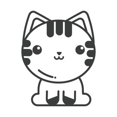 cute cat on white background, line style icon