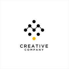 Dot Digital Letter M Icon Logo Design Element