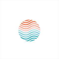 Vector sunset Style Striped Shape. Minimalism Art Illustration