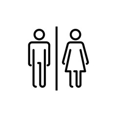 Toilet icon vector isolated on white background. Toilet sign. Man and woman restroom sign vector. Male and female icon