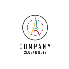 France Paris Eiffel Tower Plane Travel Logo design inspiration