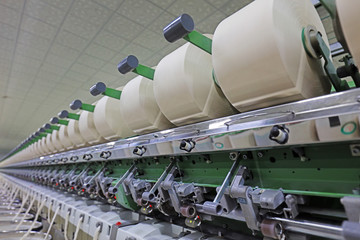 spinning line in the spinning mill