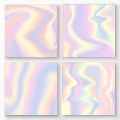 Set of vector holographic gradient backgrounds.