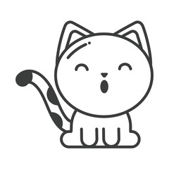 cute cat on white background, line style icon