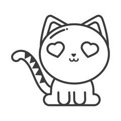 cute cat on white background, line style icon