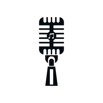 music microphone silhouette style icon vector design
