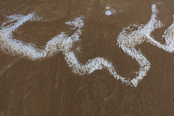 Traces of snow melting on the beach