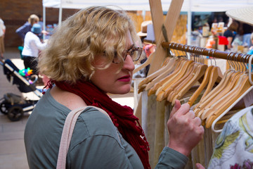 Woman shopping at an artisan market