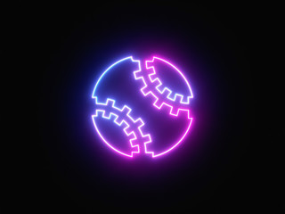 Blue and purple neon light icon isolated in black background. Vibrant colors, laser show. 3d rendering - illustration.