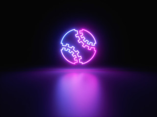 Blue and purple neon light icon isolated in black background. Vibrant colors, laser show. 3d rendering - illustration.