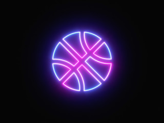 Blue and purple neon light icon isolated in black background. Vibrant colors, laser show. 3d rendering - illustration.