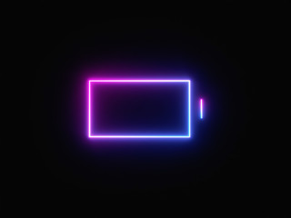 Blue and purple neon light icon isolated in black background. Vibrant colors, laser show. 3d rendering - illustration.