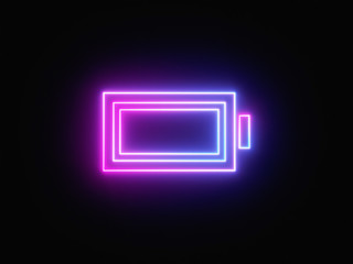 Fototapeta premium Blue and purple neon light icon isolated in black background. Vibrant colors, laser show. 3d rendering - illustration.