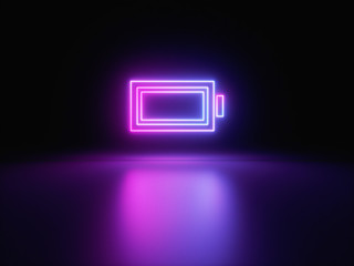 Blue and purple neon light icon isolated in black background. Vibrant colors, laser show. 3d rendering - illustration.