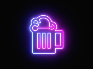 Blue and purple neon light icon isolated in black background. Vibrant colors, laser show. 3d rendering - illustration.