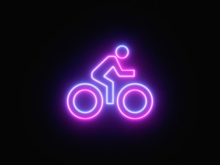 Blue and purple neon light icon isolated in black background. Vibrant colors, laser show. 3d rendering - illustration.