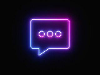 Blue and purple neon light icon isolated in black background. Vibrant colors, laser show. 3d rendering - illustration.