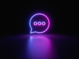 Blue and purple neon light icon isolated in black background. Vibrant colors, laser show. 3d rendering - illustration.