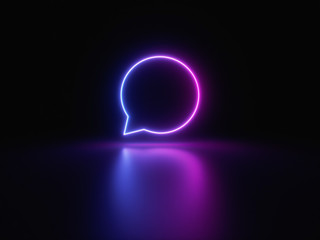 Blue and purple neon light icon isolated in black background. Vibrant colors, laser show. 3d rendering - illustration.