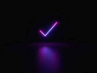 Blue and purple neon light icon isolated in black background. Vibrant colors, laser show. 3d rendering - illustration.