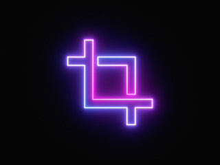 Blue and purple neon light icon isolated in black background. Vibrant colors, laser show. 3d rendering - illustration.