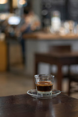 vietnamese coffee on wooden table ( selected focus)