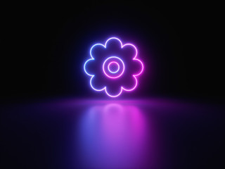 Blue and purple neon light icon isolated in black background. Vibrant colors, laser show. 3d rendering - illustration.