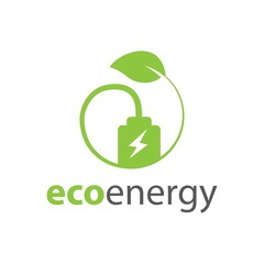 eco energy logo with battery symbol and leaf