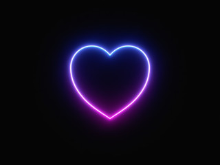 Blue and purple neon light icon isolated in black background. Vibrant colors, laser show. 3d rendering - illustration.