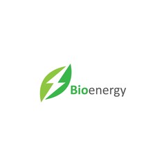 bio energy logo with electric symbol and leaf