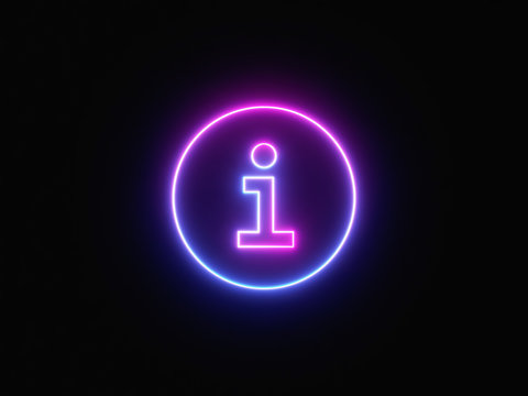 Blue and purple neon light icon isolated in black background. Vibrant colors, laser show. 3d rendering - illustration.