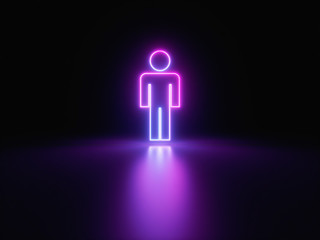 Blue and purple neon light icon isolated in black background. Vibrant colors, laser show. 3d rendering - illustration.