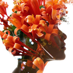 Surreal creative double exposure portrait