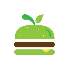 Healthy burger logo with green leaf