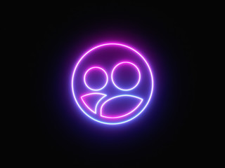Blue and purple neon light icon isolated in black background. Vibrant colors, laser show. 3d rendering - illustration.