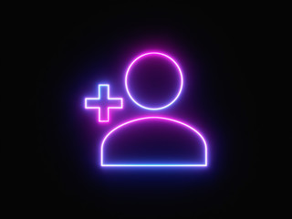 Blue and purple neon light icon isolated in black background. Vibrant colors, laser show. 3d rendering - illustration.